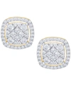 Macy's Cubic Zirconia Cushion Earrings In Fine Gold Plate Or Fine Silver Plate In Gold Plated