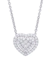 Macy's Cubic Zirconia Heart Necklace In Fine Rose Gold Plate Or Fine Silver Plate In Silver Plated