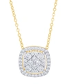 Macy's Cubic Zirconia Cushion Necklace In Fine Gold Plate Or Fine Silver Plate In Gold Plated