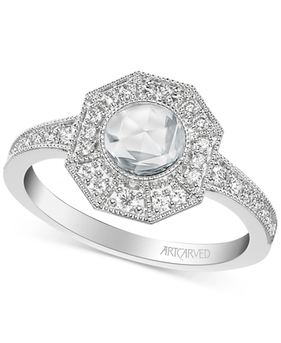 Art Carved Diamond Rose-cut Halo Engagement Ring (3/4 Ct. T.w.) In 14k White, Yellow Or Rose Gold In White Gold