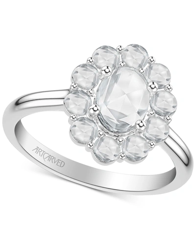 Art Carved Diamond Rose-cut Oval Halo Engagement Ring (7/8 Ct. T.w.) In 14k White, Yellow Or Rose Go In White Gold