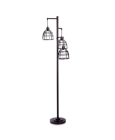 Stylecraft Niki 3 Tier Metal Caged Floor Lamp In Black