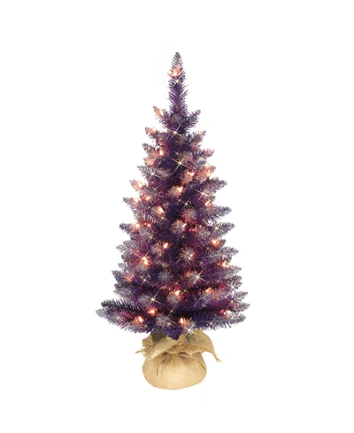 Puleo 3" Pre-lit Artificial Christmas Tree In Purple