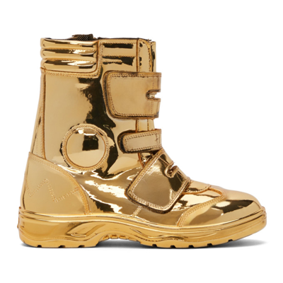 Junya Watanabe Gold Zebec Edition Oil Resistant Ankle Boots In 2 Gold