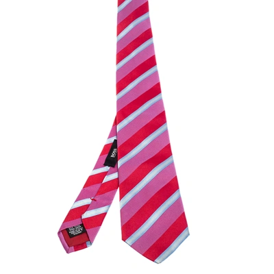 Pre-owned Boss By Hugo Boss Multicolor Striped Silk Narrow Tie
