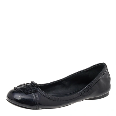 Pre-owned Tory Burch Black Patent Leather Flats Size 35