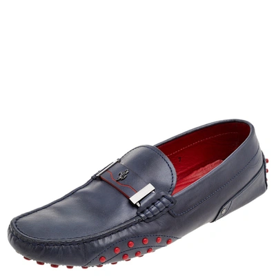 Pre-owned Tod's For Ferrari Blue Leather Loafers Size 41