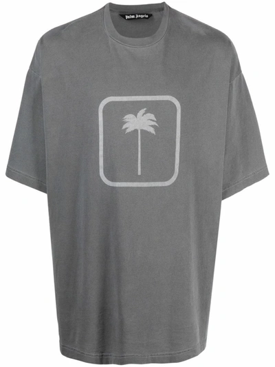 Palm Angels Pxp Tonal Palm Tee Black Black In Grey