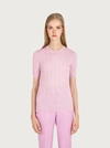 Ferragamo Gancini-pattern Short-sleeve Knitted Top In Pink