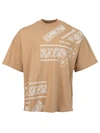 Palm Angels Beige Bandana Print T-shirt