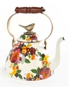 Mackenzie-childs Mackenzie Childs White Flower Market 3-quart Enameled Steel Teapot In Multi