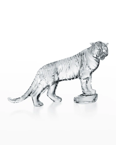 Baccarat Roaring Bengal Tiger Figurine In Transparent