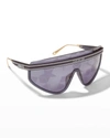 Dior Club M2u Monogram Wrap Injection Plastic-metal Shield Sunglasses In 91x Matte Blue