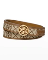 Tory Burch Monogram Jacquard Belt In 371 Hazelnut