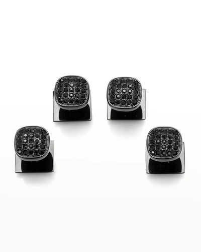 Cufflinks, Inc Men's Black Stainless Steel Black Pave Crystal Studs