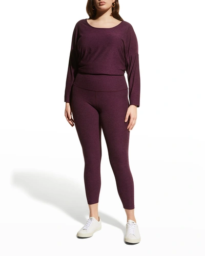 Beyond Yoga Plus Size High-waist Space-dye Midi Leggings In Sienna Brown Heat