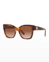 Burberry Tb Square Acetate Sunglasses In Light Havana