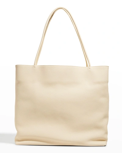 The Row Leather Zip Large Shopper Tote Bag In Oypld Oyster Pld