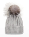 GORSKI KNIT BEANIE W/ FUR POMPOM,PROD245770424