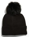 GORSKI CRYSTAL KNIT BEANIE W/ FUR POMPOM,PROD245770383