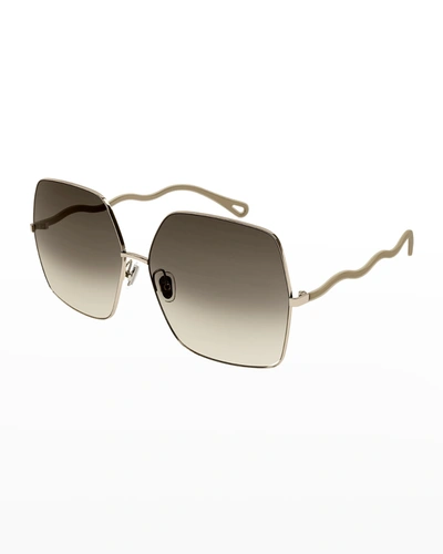 Chloé 64mm Square Sunglasses In Gold / Grey