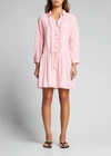 Melissa Odabash Scarlett Collared Button-front Coverup Mini Dress In Blush