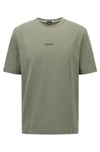 Hugo Boss Relaxed Fit T Shirt In Stretch Cotton With Logo Print In Light Green