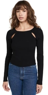 Endless Rose Double Cut Out Knit Top In Black