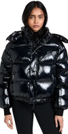Perfect Moment High-shine Quilted Ski Jacket In Black Cire
