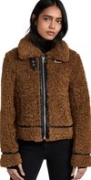 Stand Studio Brown Faux-shearling Audrey Biker Jacket