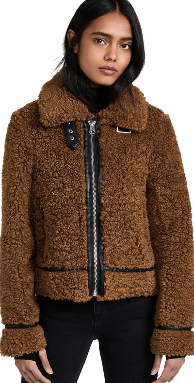 Stand Studio Brown Faux-shearling Audrey Biker Jacket