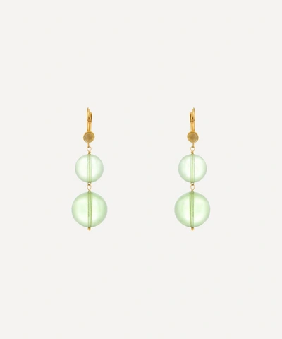 Shyla Gold-plated Pernille Glass Drop Earrings In Green