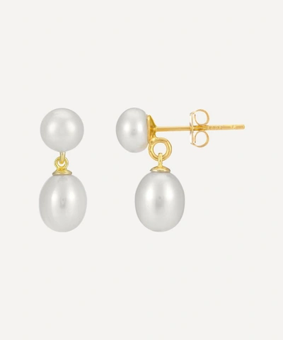 Auree 18ct Gold Plated Vermeil Silver Glebe Double Pearl Drop Earrings