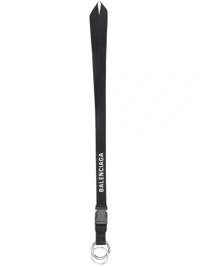 Balenciaga Explorer Logo-print Lanyard In Black White