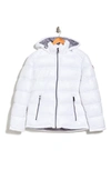 Guess Hooded Solid Puffer Jacket In White