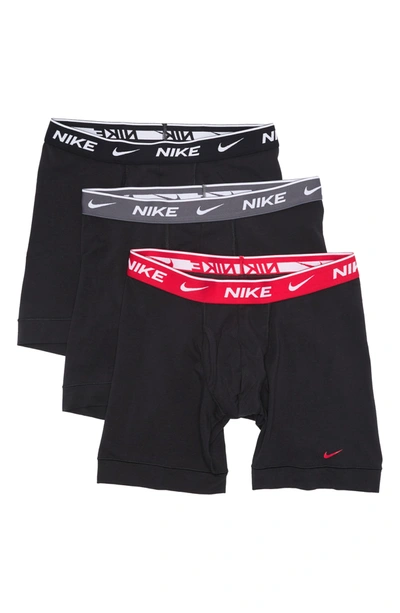 Nike Dri-fit Everyday Assorted 3-pack Performance Boxer Briefs In Black/black
