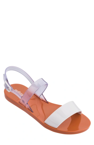 Melissa Lip Quarter-strap Sandal In Orange/ Clear/ White