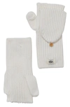 Ugg Cozy Ribbed Knit Flip Mittens In Ivory/ Ivory