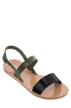 Melissa Lip Quarter-strap Sandal In Beige/ Black/ Green