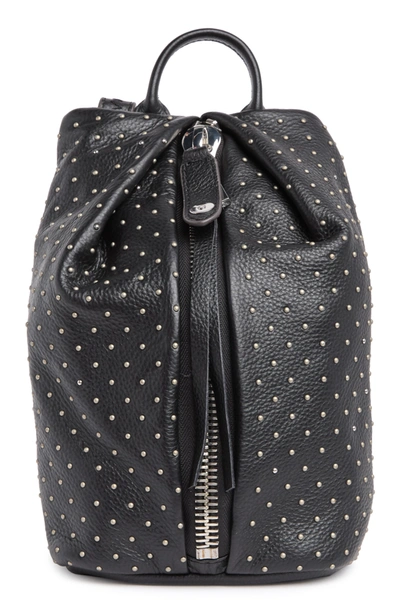 Aimee Kestenberg Tamitha Novelty Leather & Genuine Calf Hair Mini Backpack In Black W/ Shiny Silver Studs