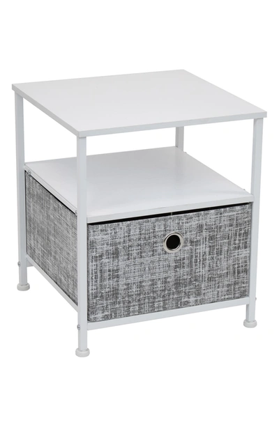 Sorbus End Table With Cloth Drawer In Grey White