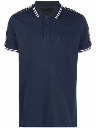 Philipp Plein Logo-tape Detail Polo Shirt In Blue