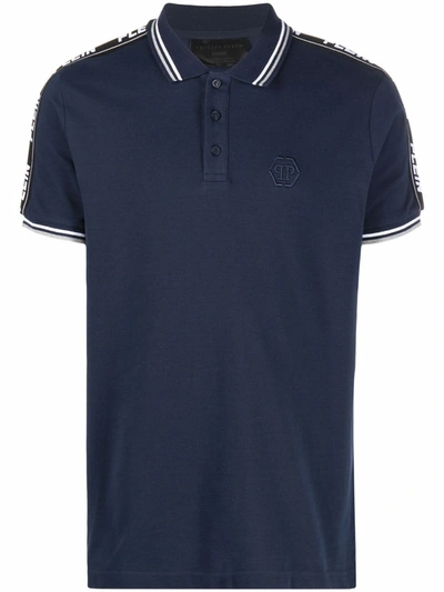 Philipp Plein Logo-tape Detail Polo Shirt In Blau