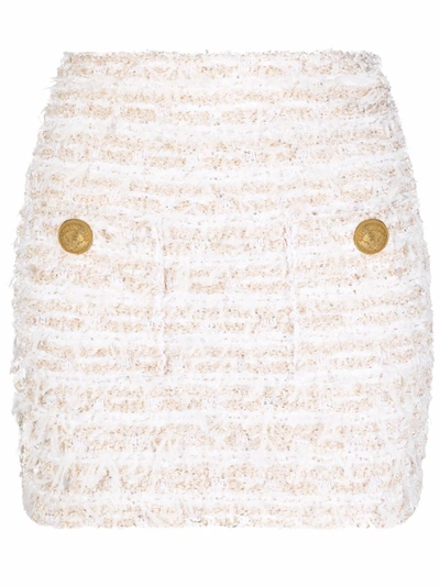 Balmain Lurex Tweed Pocket-front Mini Skirt In Multi
