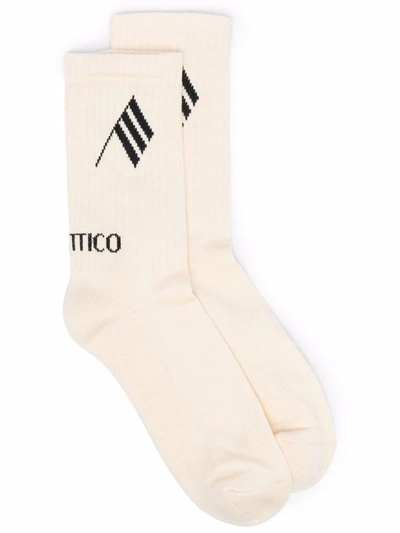 Attico Side Logo-print Socks In Neutrals