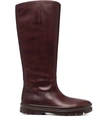 The Row Billie Leather Knee Boots In Brown