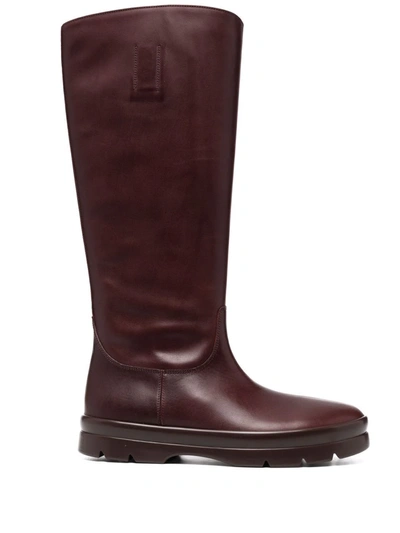 The Row Billie Leather Knee Boots In Brown