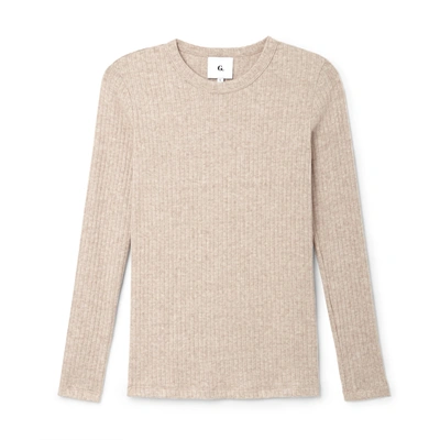 G. Label Caff Crewneck Long-sleeve Tee In Heather Oatmeal