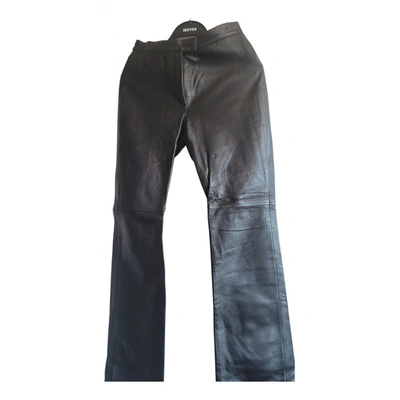Pre-owned Max & Co Leather Straight Pants In Black