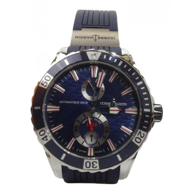 Pre-owned Ulysse Nardin Marine Chronographe Watch In Navy